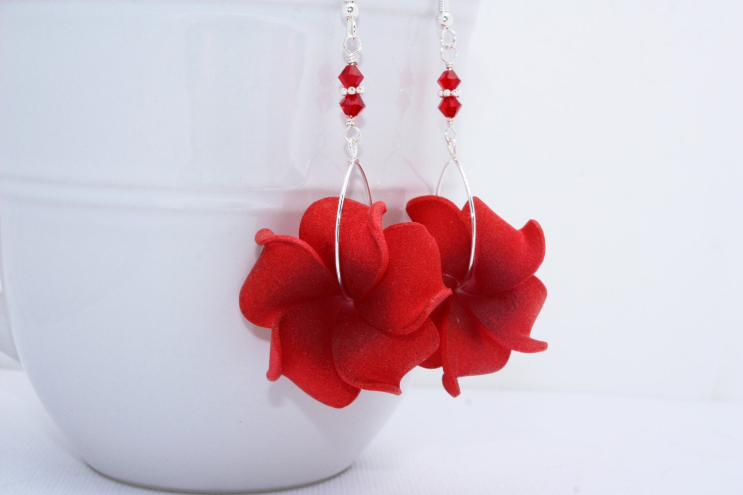Red Flower Earrings Wedding Earrings Red Plumeria Earrings Etsy UK