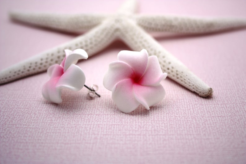 Flower Earrings Plumeria Frangipani Flower Jewelry Floral Etsy