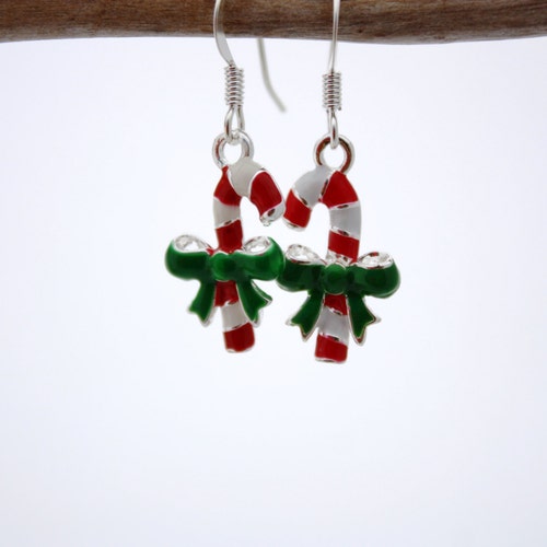 Candy Cane Earrings Christmas Earrings Christmas Jewelry Etsy