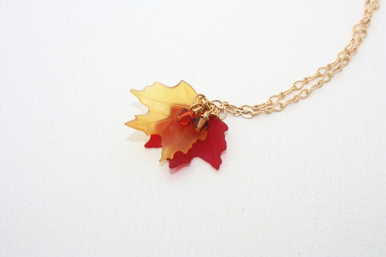 Maple Leaf Necklace, Fall Wedding, Leaf Necklace, Maple Leaf Charm, Woodland Necklace, Nature Jewelry, Autumn Necklace, Maple Leaf Pendant image 9