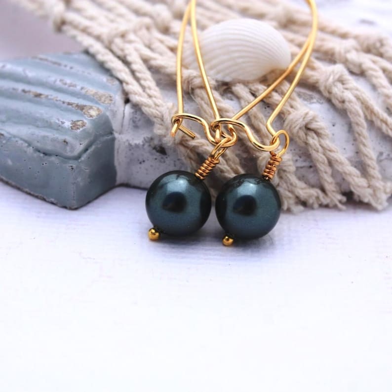 Tahitian Pearl Earrings • Pearl Drop Earrings • Simple Earrings • Everyday Earrings • Pearl Dangle Earrings • Bridal Earrings • Wedding image 4