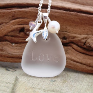 Sea Glass Jewelry, Sea Glass Necklace, Seaglass Necklace, Seaglass Jewelry, Wedding Jewelry, Bridal Jewelry, Engraved Bridesmaid Jewelry