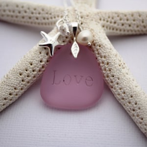 Pink Sea Glass Jewelry, Sea Glass Necklace, Seaglass Necklace, Seaglass Jewelry, Wedding Jewelry, Bridal Jewelry Bridesmaid Jewelry Engraved