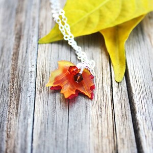 Maple Leaf Necklace, Fall Wedding, Leaf Necklace, Maple Leaf Charm, Woodland Necklace, Nature Jewelry, Autumn Necklace, Maple Leaf Pendant image 7