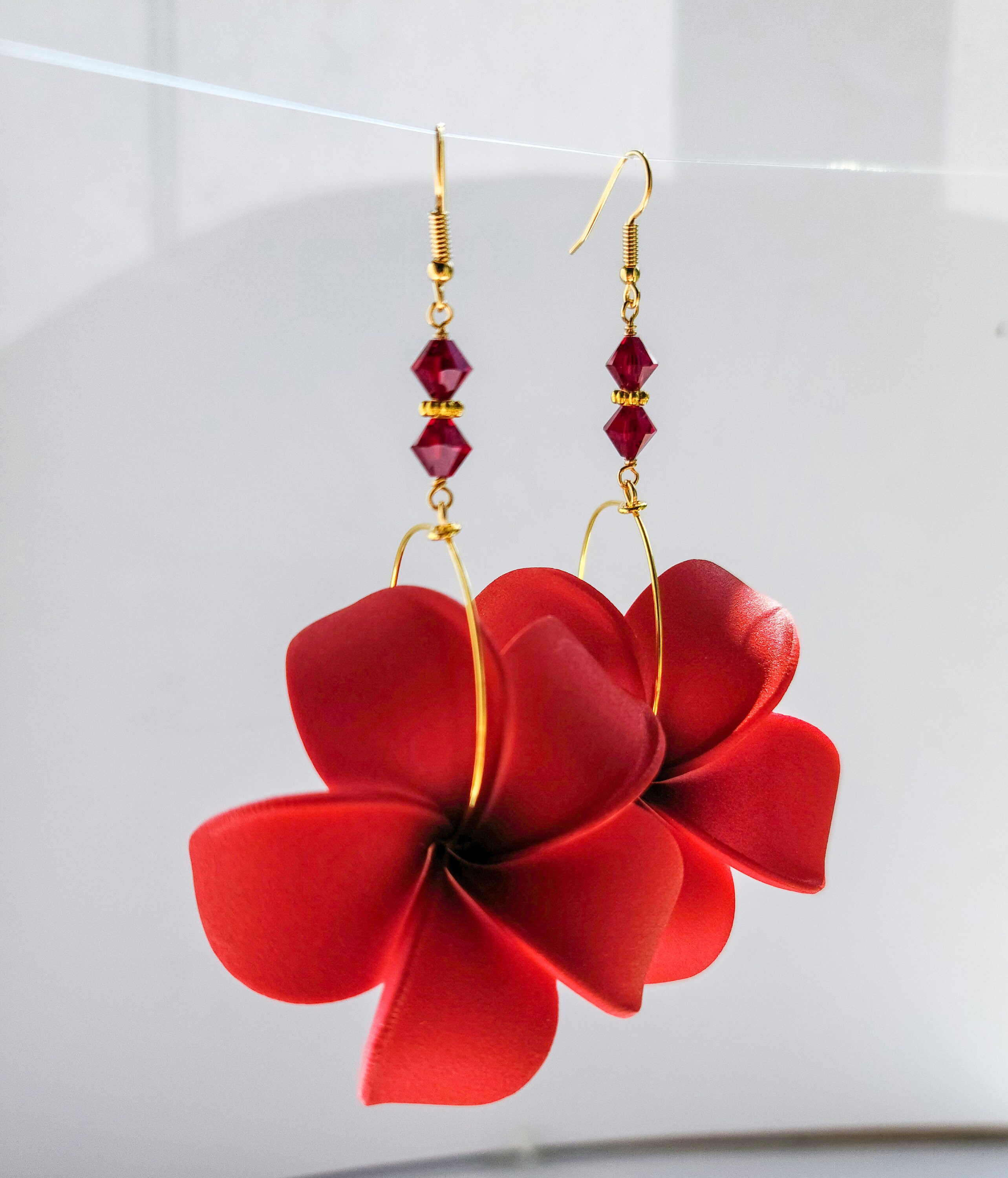 Red Plumeria Earrings Red Flower Earrings Flower Jewelry | Etsy