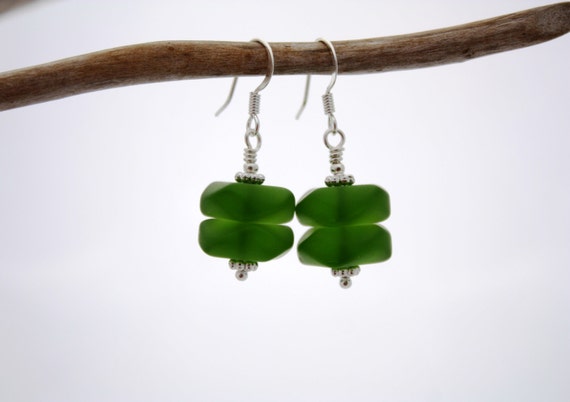 Green Sea Glass Earrings, Seaglass Earrings Beach Glass Earrings Seaglass Jewelry Green Earrings Sea Glass Jewelry, Beach Jewelry, Ocean