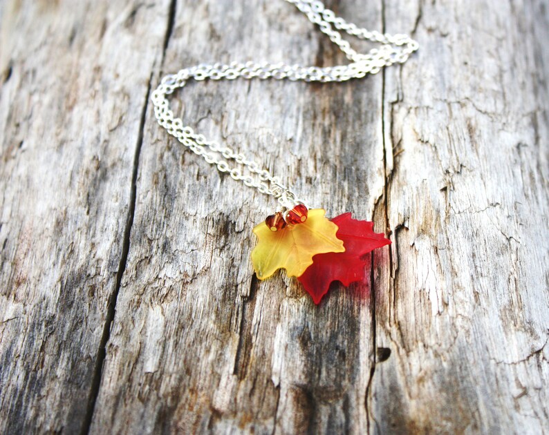 Maple Leaf Necklace, Fall Wedding, Leaf Necklace, Maple Leaf Charm, Woodland Necklace, Nature Jewelry, Autumn Necklace, Maple Leaf Pendant image 6