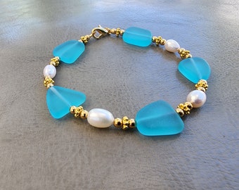 Sea Glass Bracelet, Sea Glass Jewelry, Beach Glass Jewelry, Beach Glass Bracelet, Wedding Jewelry, Bridal Party Bridesmaid