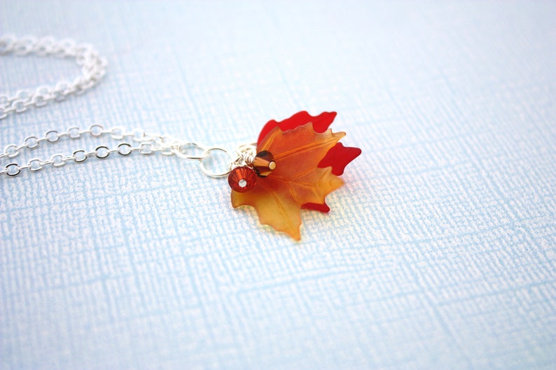 Maple Leaf Necklace, Fall Wedding, Leaf Necklace, Maple Leaf Charm, Woodland Necklace, Nature Jewelry, Autumn Necklace, Maple Leaf Pendant image 2