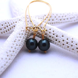 Tahitian Pearl Earrings • Pearl Drop Earrings • Simple Earrings • Everyday Earrings • Pearl Dangle Earrings • Bridal Earrings • Wedding image 3