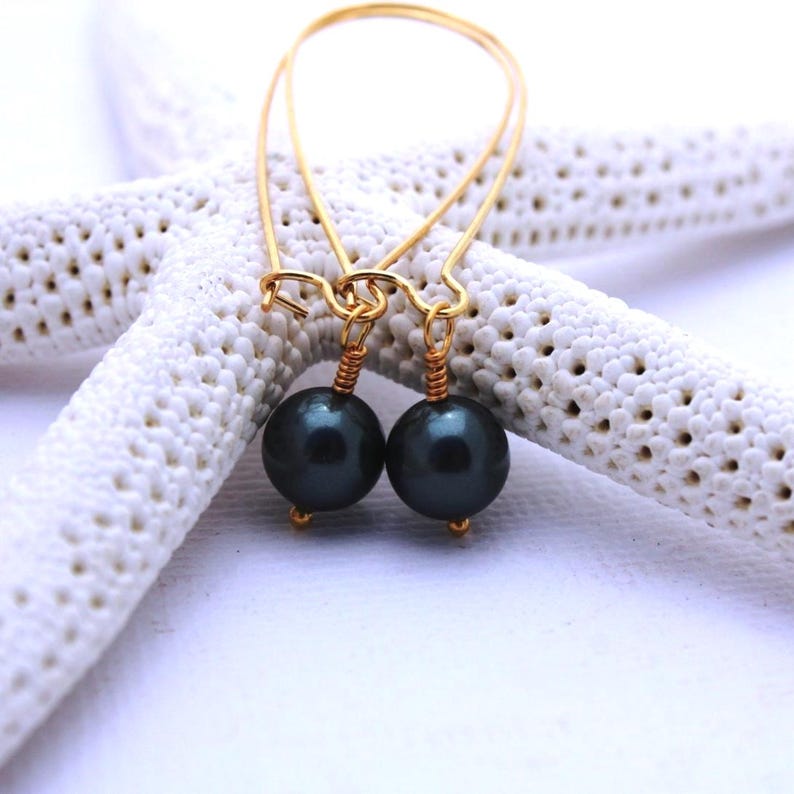 Tahitian Pearl Earrings • Pearl Drop Earrings • Simple Earrings • Everyday Earrings • Pearl Dangle Earrings • Bridal Earrings • Wedding image 3