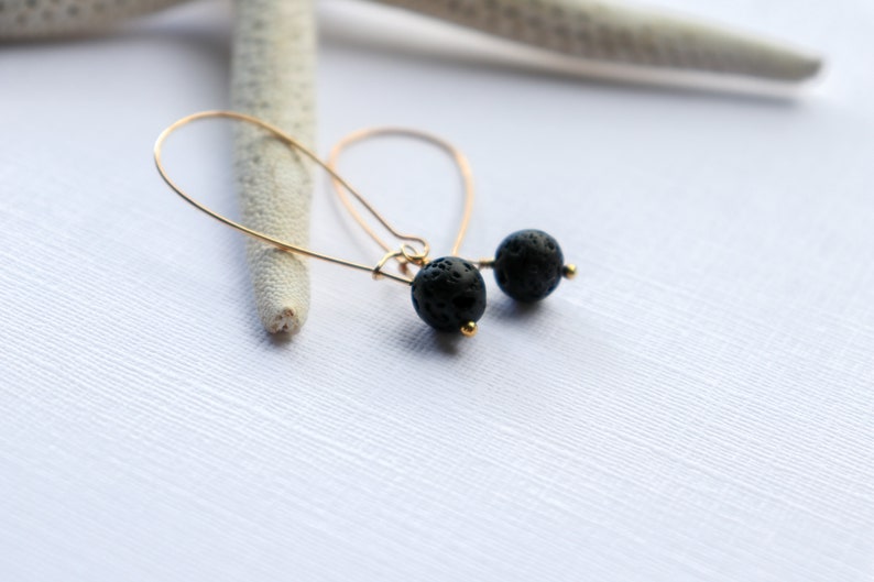 Lava Earrings, Diffuser Jewelry, Stone Earrings, Hawaiian Jewelry, Minimalist Earrings Essential Oil Jewelry, Simple Earrings Black Earrings image 6