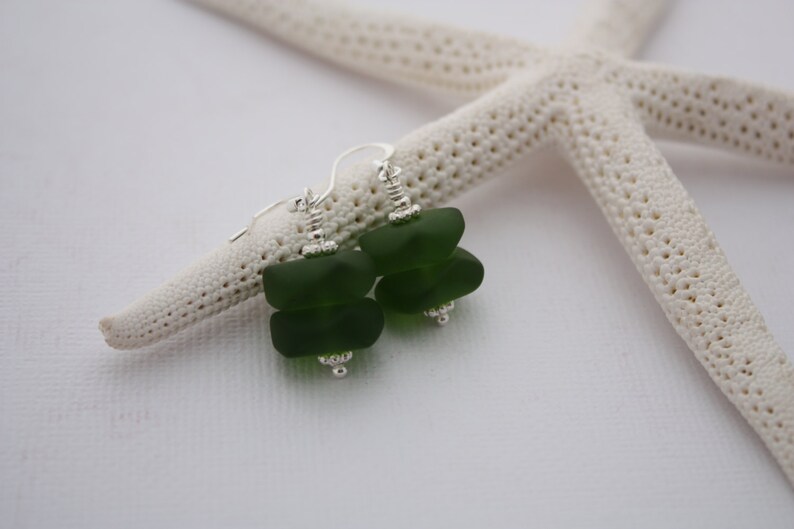 Green Sea Glass Earrings, Seaglass Earrings Beach Glass Earrings Seaglass Jewelry Green Earrings Sea Glass Jewelry, Beach Jewelry, Ocean image 4