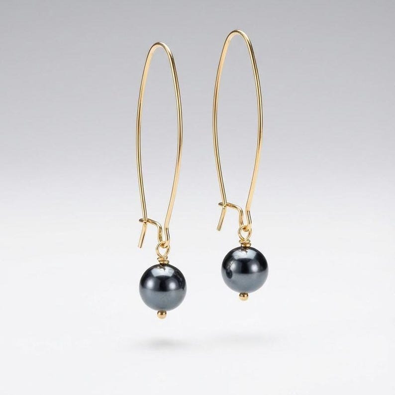 Tahitian Pearl Earrings • Pearl Drop Earrings • Simple Earrings • Everyday Earrings • Pearl Dangle Earrings • Bridal Earrings • Wedding image 1