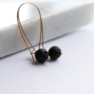 Lava Earrings, Diffuser Jewelry, Stone Earrings, Hawaiian Jewelry, Minimalist Earrings Essential Oil Jewelry, Simple Earrings Black Earrings image 8