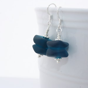 Teal Sea Glass Earrings, Seaglass Earrings, Beach Glass Earrings, Sea Glass Jewelry, Seaglass ...