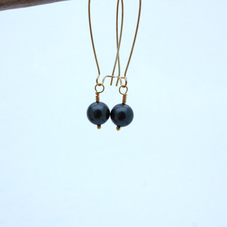 Tahitian Pearl Earrings • Pearl Drop Earrings • Simple Earrings • Everyday Earrings • Pearl Dangle Earrings • Bridal Earrings • Wedding image 8