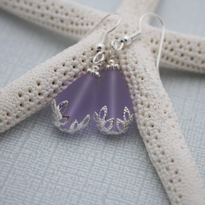 Purple Sea Glass Earrings, Seaglass Earrings, Beach Wedding, Bridesmaid Jewelry Bridal Earrings Beach Glass Earrings Purple Earrings