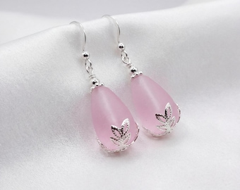 Sea Glass Earrings, Pink Earrings, Wedding Jewelry, Bridesmaid Earrings, Bridesmaid Jewelry, Bridal Earrings, Beach Jewelry Wedding Earrings