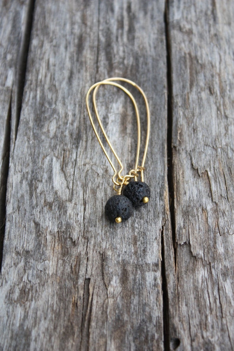 Lava Earrings, Diffuser Jewelry, Stone Earrings, Hawaiian Jewelry, Minimalist Earrings Essential Oil Jewelry, Simple Earrings Black Earrings image 10