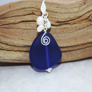 Cobalt Blue Sea Glass Necklace, Seaglass Necklace, Sea Glass Jewelry, Wedding Necklace, Bridal Necklace, Bridesmaid Beach, Seaglass Jewelry