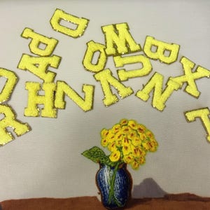 Parche termoadhesivo de letras de chenilla, letras de chenilla autoadhesivas, parches de letras termoadhesivos, bordado de alfabeto termoadhesivo de moda, letras de chenilla