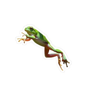 Green Tree Frog Jumping Sticker - Design 5
