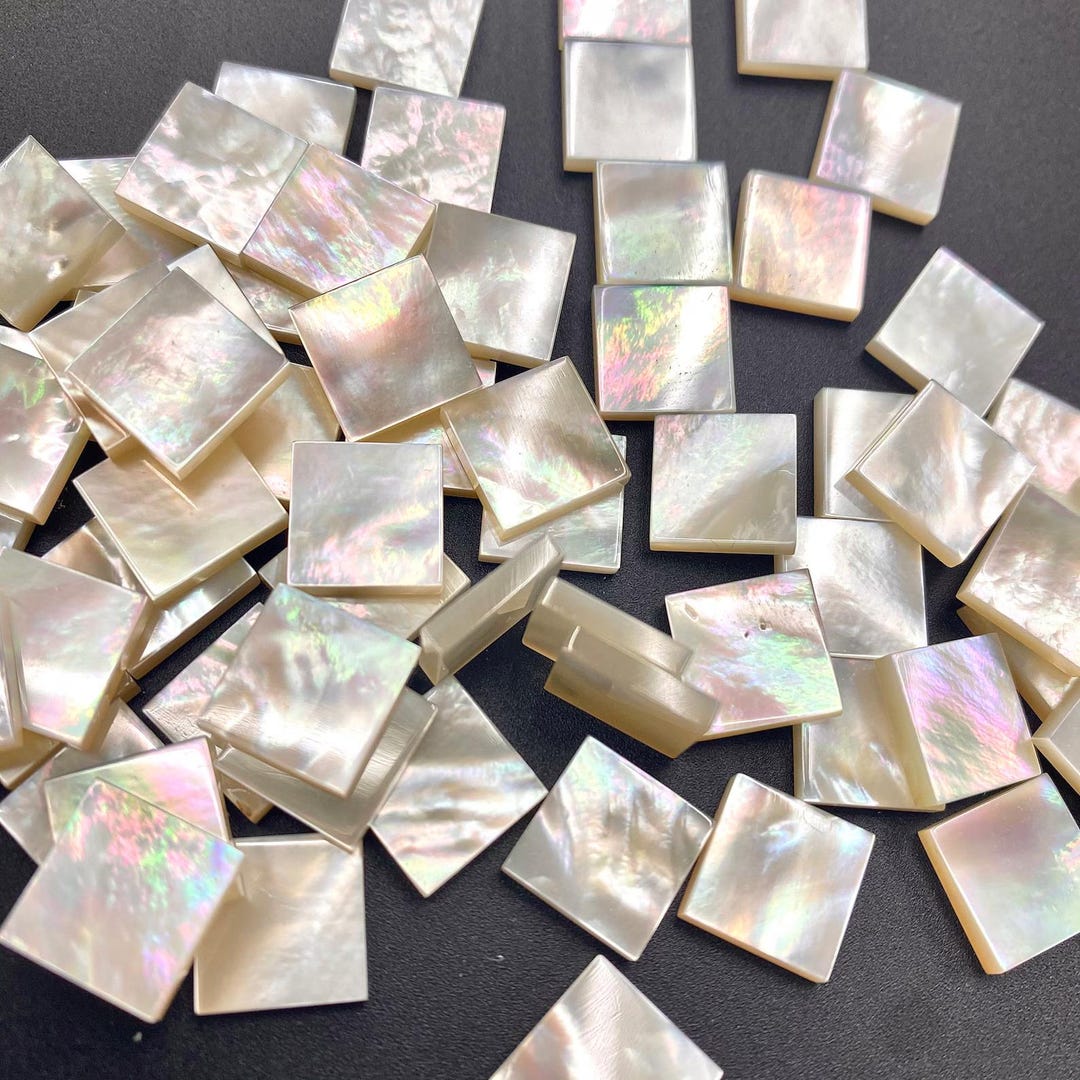 Square Flying Disc Natural Mother of Pearl Square Discs Both Side Flat & Polished Gemstone ...