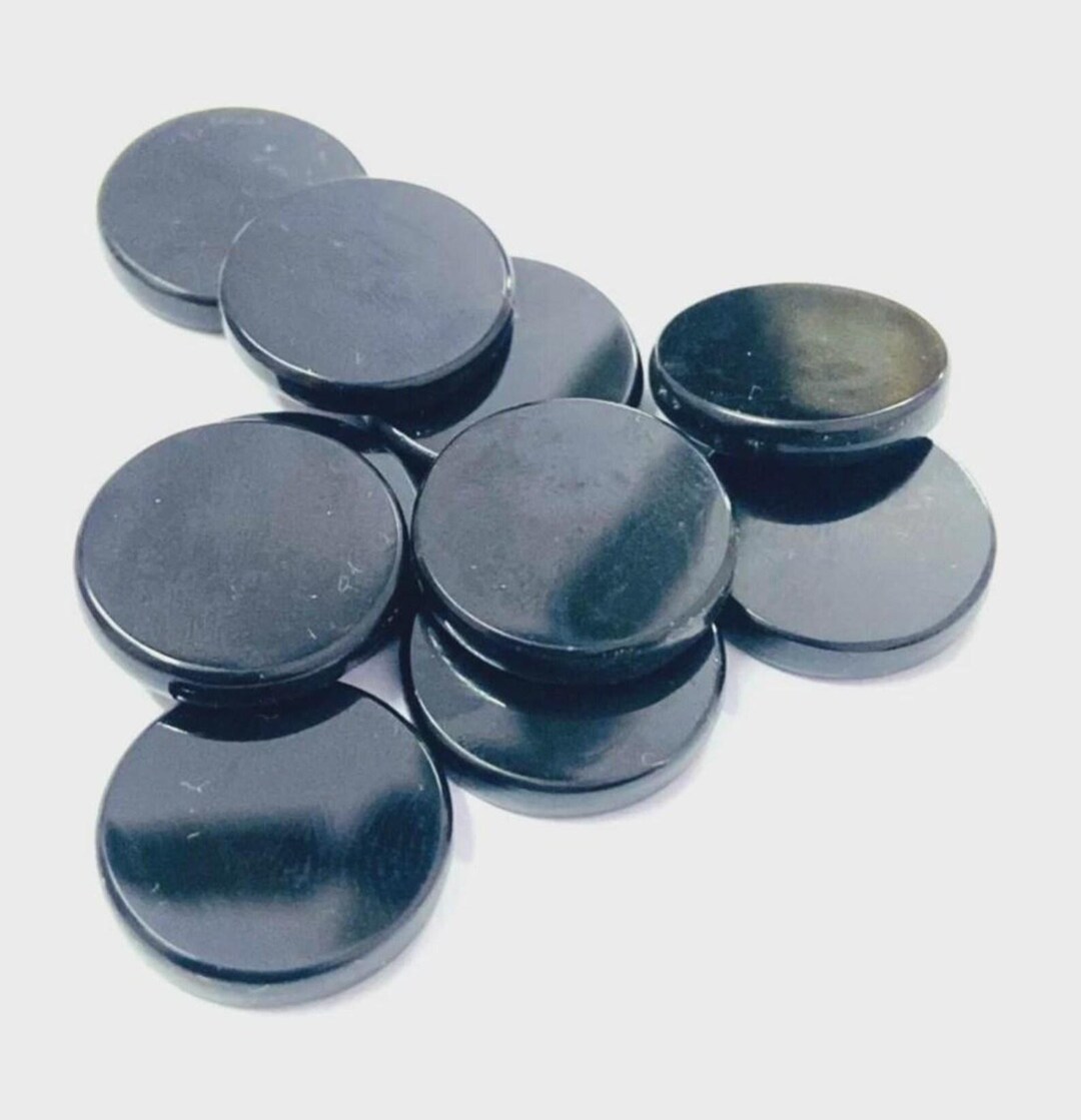 Natural Black Onyx Round Coin Both Side Flat & Polished Gemstone ...