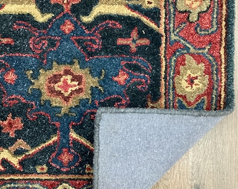 Hand Tufted Runner Rug Traditional Floral Wool Cotton Narrow Hallway Carpet Decor