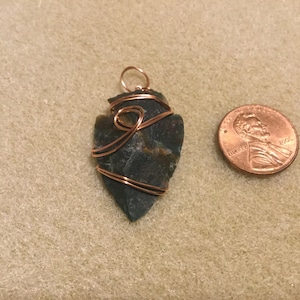 Copper Wire Wrapped Arrowhead Pendant for Necklace A1 Gift