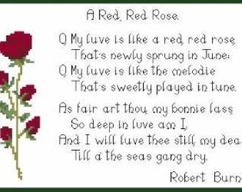 Red, Red Rose Cross Stitch Poster Print