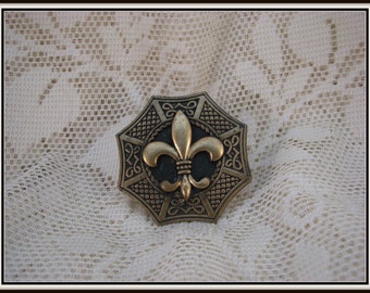 Fleur de Lis Brass Clip Clock