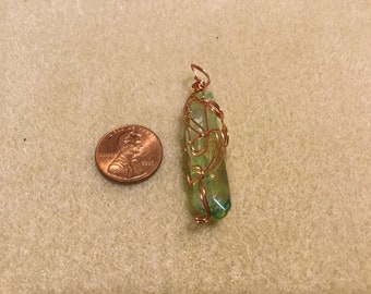 Apple Aura Quartz & Copper Wrapped Pendant