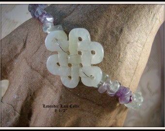 Jade and Purple Fluorite Celtic Bracelet