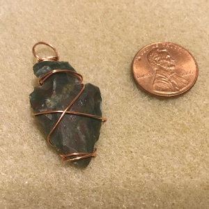 Copper Wire Wrapped Arrowhead Pendant for Necklace A2 Gift