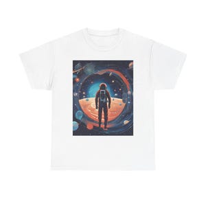 Astronaut Space Unisex Heavy Cotton Tee, Galaxy Shirt, Sci-Fi Apparel, Cosmic T-Shirt, Gift for Space Lovers, Unique Art Tee