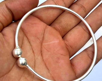 Handmade Plain Sterling Silver 925 Cuff Bracelet: Rustic Bangle Jewellery For Her