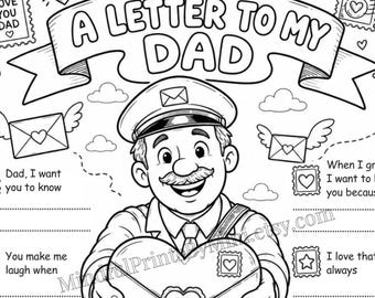 Carta para papá (para imprimir) / Recuerdo para el Día del Padre para completar (Descarga instantánea)