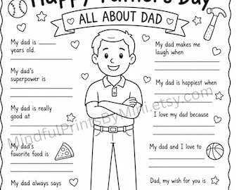 Todo sobre papá (para imprimir) / Cuestionario del Día del Padre (Recuerdo) (Descarga instantánea)
