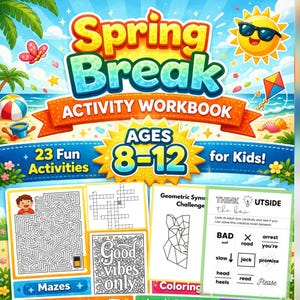Impressions pour les vacances de printemps de 8 à 12 ans, mots croisés et logique de sudoku, ensemble d'activités de voyage, à imprimer à la maison,
