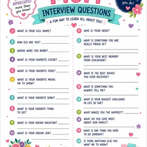 All About My Mom Interview Questions | Mother’s Day Printable for Kids | Instant Download