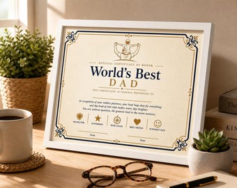 World's Dad Certificate | Father's Day Award (Landscape, Portrait) (Instant Download)