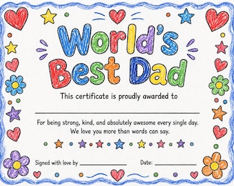 Världens pappa-certifikat | Barnens fars dag-utmärkelse (PDF-nedladdning)