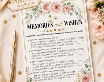Tarjeta de felicitación floral para la jubilación, recuerdo para la oficina y la familia, libro de firmas para la fiesta de jubilación, para compañeros de trabajo (descarga digital)