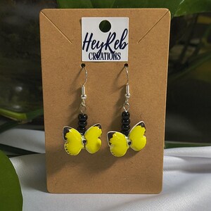 Yellow & Black Butterfly Dangle Earrings