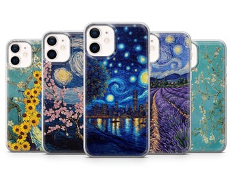 Van Gogh-telefoonhoesje Starry Night voor iPhone 17, 16E, 15, 14, 13, 12 Samsung S25, S24Fe, S23, A56, A15 Pixel 10, 9A, 9Pro XL, 8A, 8Pro, 7A
