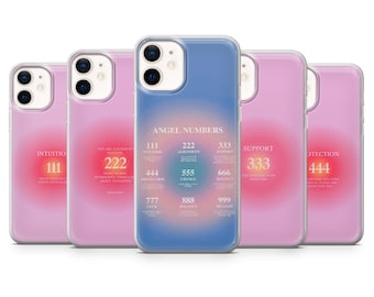 Angel Number 111 Phone Case Pink Spiritual Blue for iPhone 17, 16E, 15, 14, 13, 12 Samsung S25, S24Fe, S23, A56, A15 Pixel 9A, 9Pro XL, 8Pro