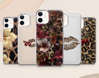 Funda para teléfono con estampado floral de leopardo, estilo glamuroso, para iPhone 17, 16E, 15, 14, 13, Samsung S25, S24Fe, S23, A56, A15, Pixel 9A, 9Pro XL, 8Pro