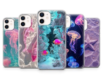 Jellyfish Phone Case Ocean Marine Life Water for iPhone 17, 16E, 15, 14, 13 Samsung S25, S24Fe, S23, A56, A15 Pixel 10, 9A, 9Pro XL, 8Pro